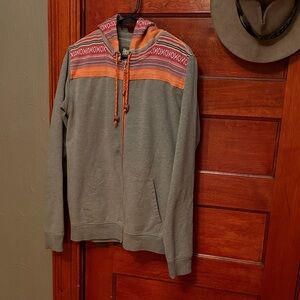 Howler Brothers Shaman Hoodie M Medium Gray and Orange Zip-Up Sweater